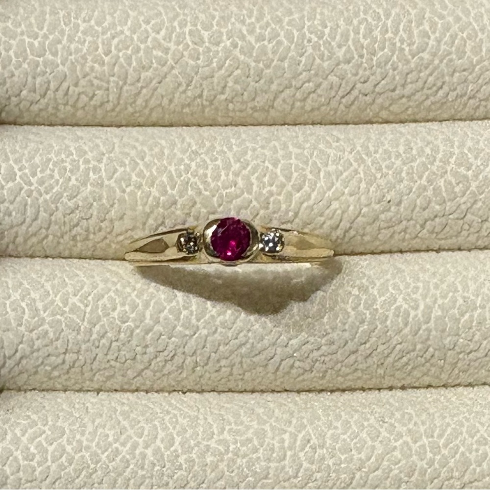 14k Yellow Gold Ruby and Diamond Ring